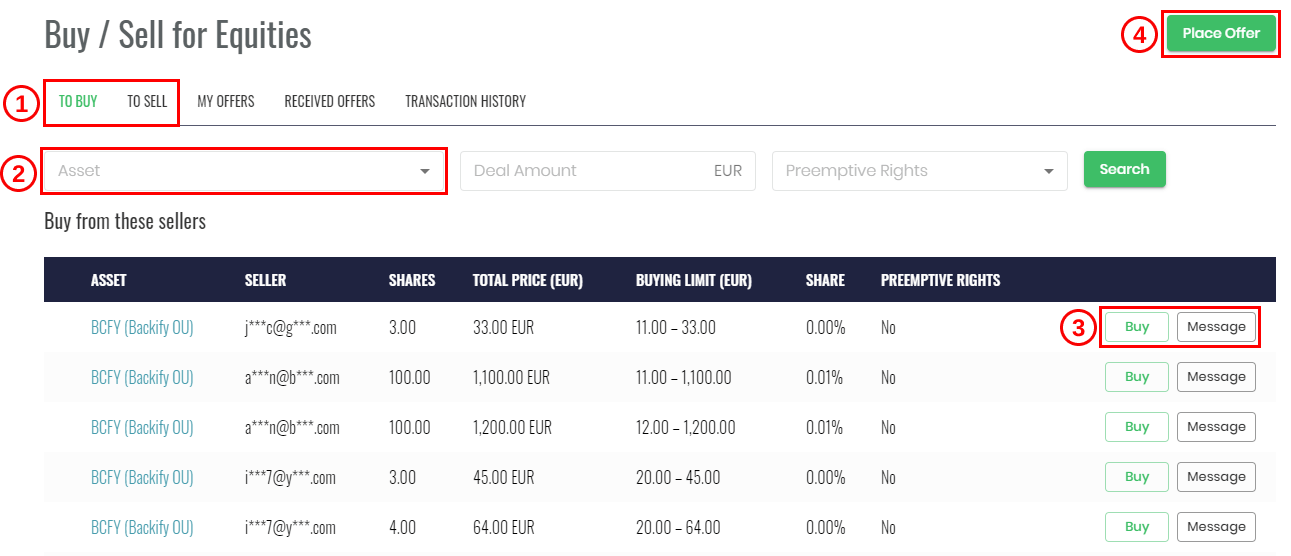 How to buy and sell Backify Equity on Ignium